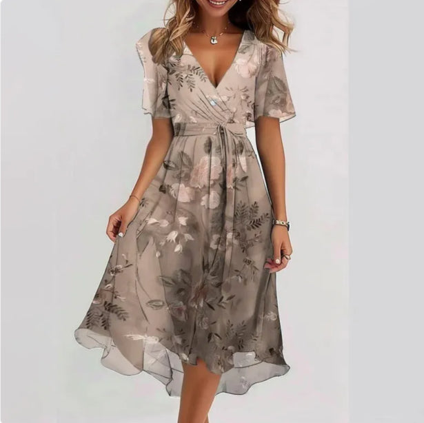Alwyn | Women's Floral Wrap Midi Dress with V-Neck and Flutter Sleeves - image 3