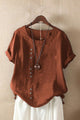 Oriel | Women's Round Neck Short Sleeve Blouse with Button Detail