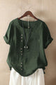 Oriel | Women's Round Neck Short Sleeve Blouse with Button Detail