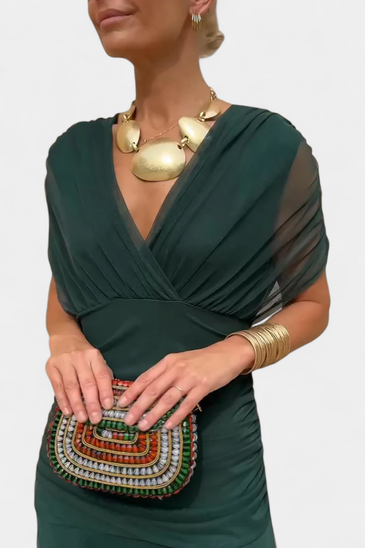 Abelina | Women's Ruched V-Neck Maxi Dress - image 11