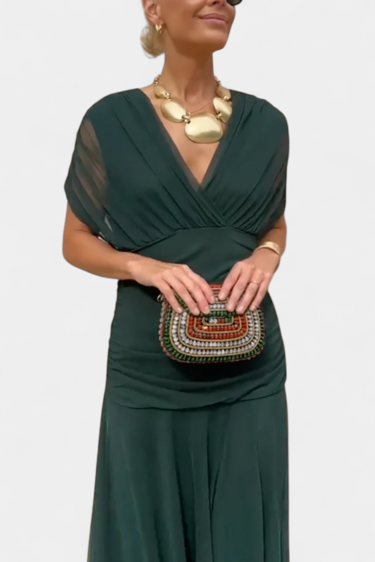 Abelina | Women's Ruched V-Neck Maxi Dress - image 14
