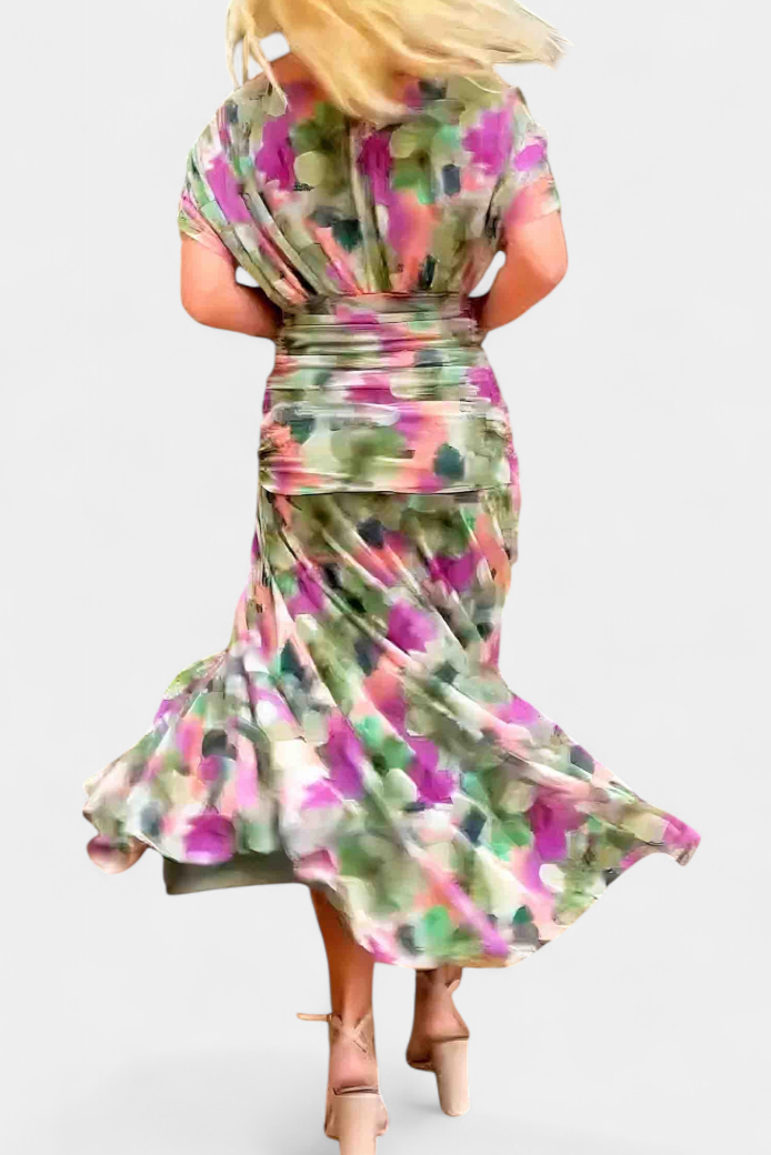 Abelina | Women's Ruched V-Neck Maxi Dress - image 7