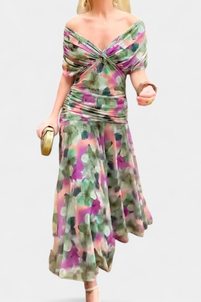 Abelina | Women's Ruched V-Neck Maxi Dress - image 6