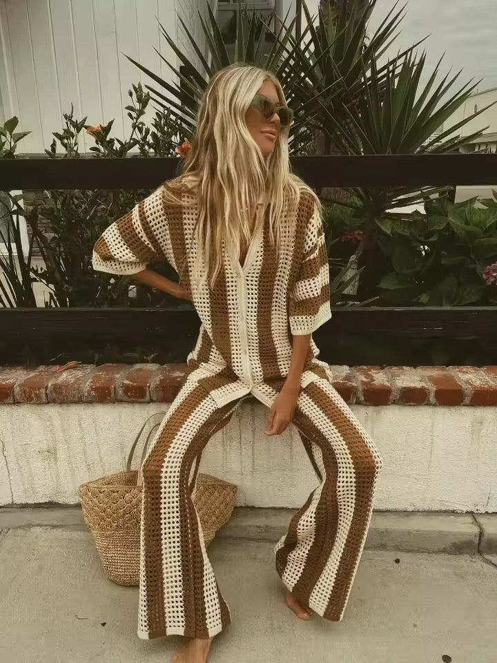 Jacquetta | Women's Camara Striped Crochet Co-Ord Set