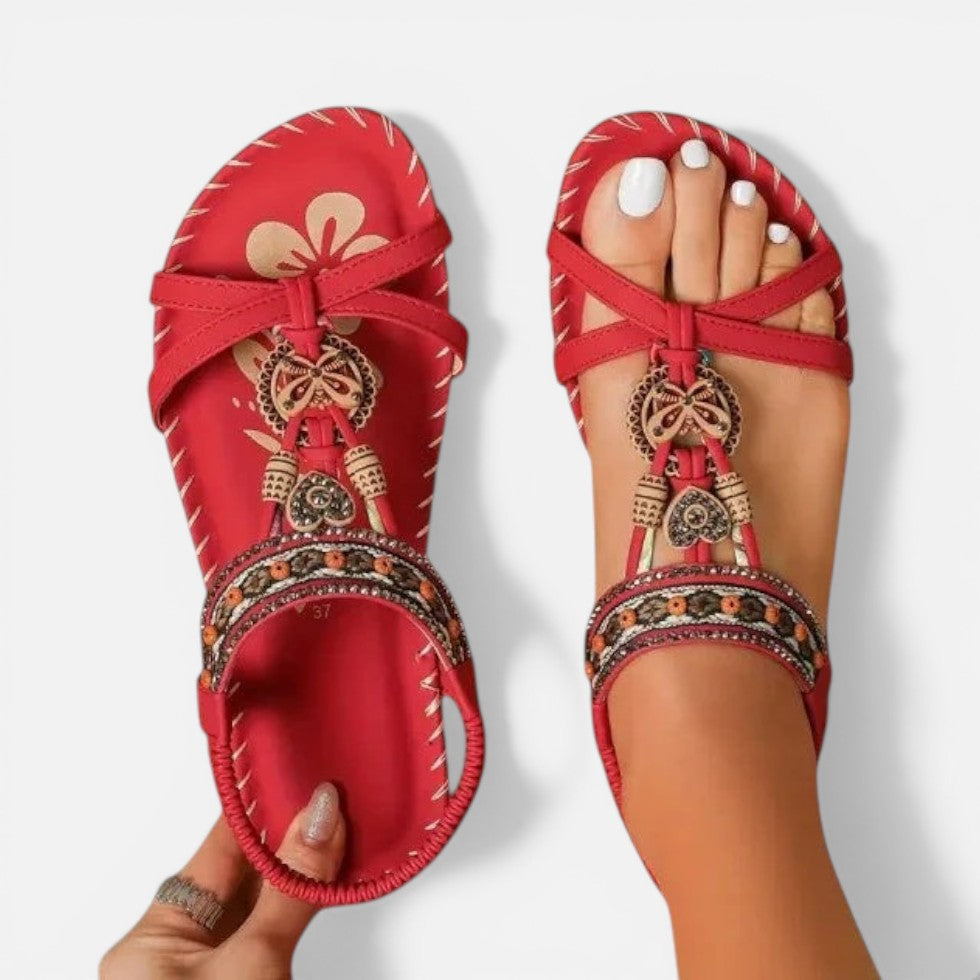 Thomasina | Women's Beaded Strap Flat Sandals