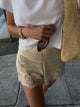 Lilian | Women's Lace Trim Satin Shorts