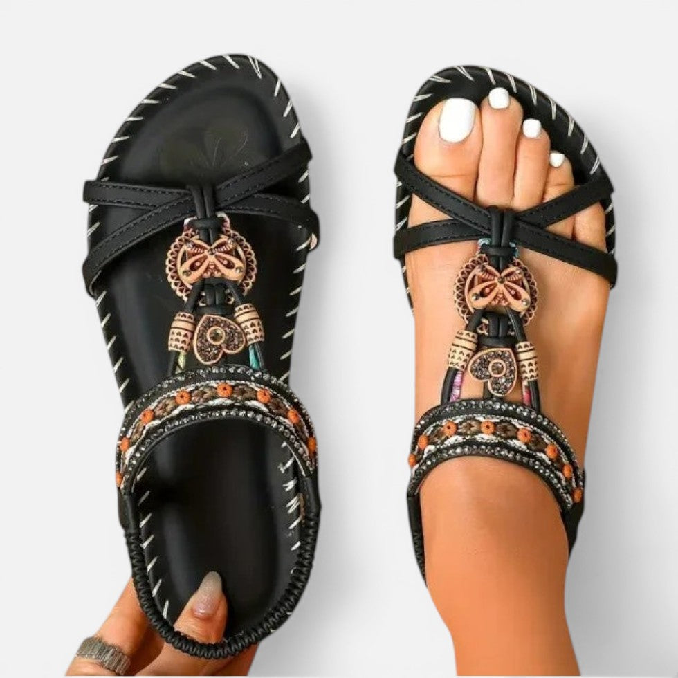 Thomasina | Women's Beaded Strap Flat Sandals