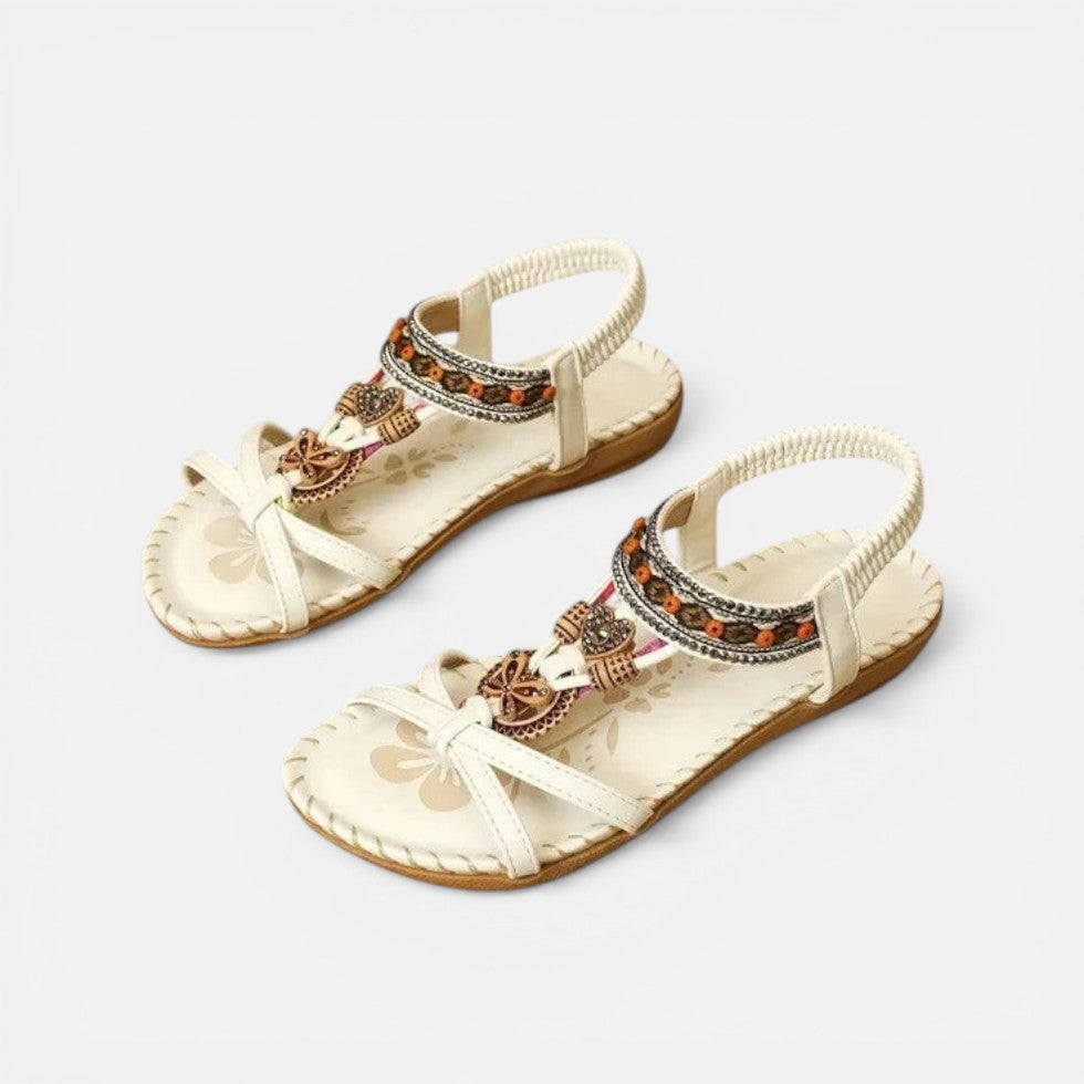 Thomasina | Women's Beaded Strap Flat Sandals