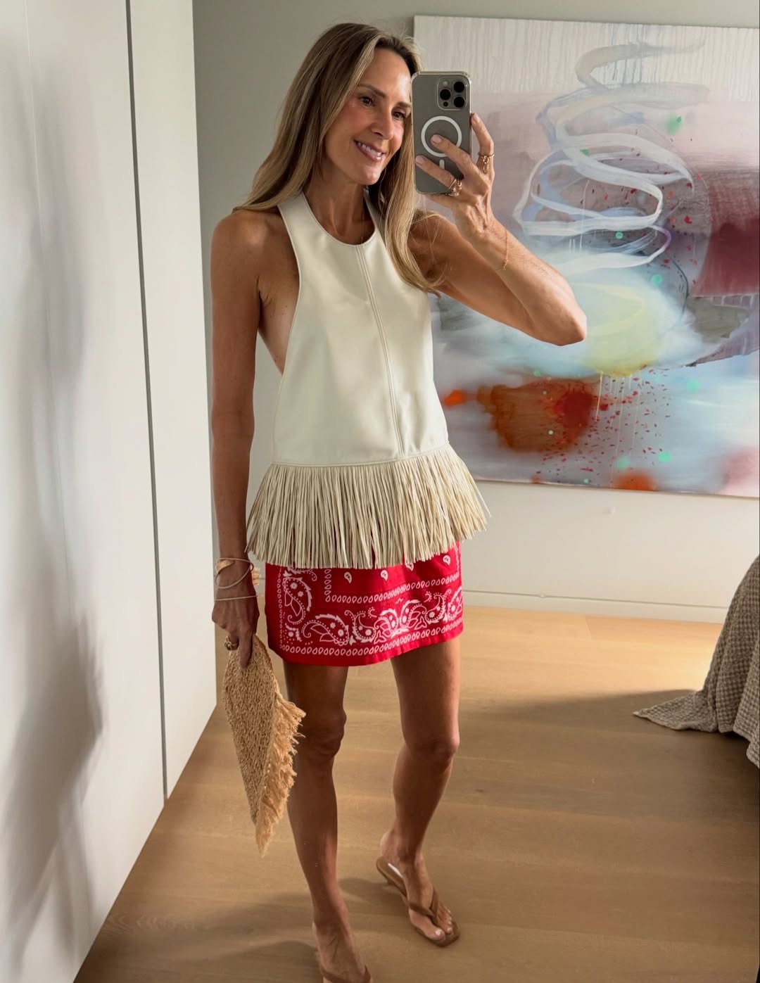 Edwina | Women's Delphine Faux Leather Fringe Halter Top