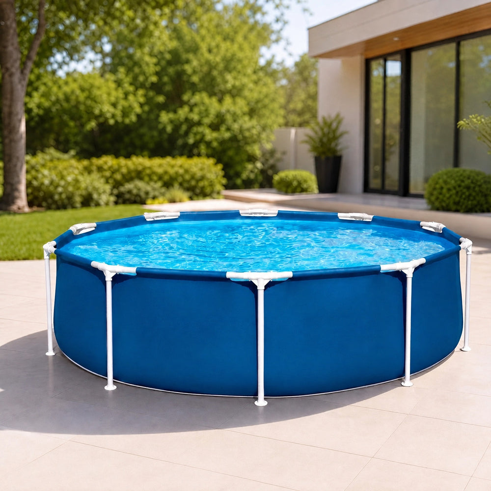 Kiama | 8ft Frame Pool with Filter Pump, Above Ground Family Swimming Pool, 244cm Steel Frame Garden Pool - image 3