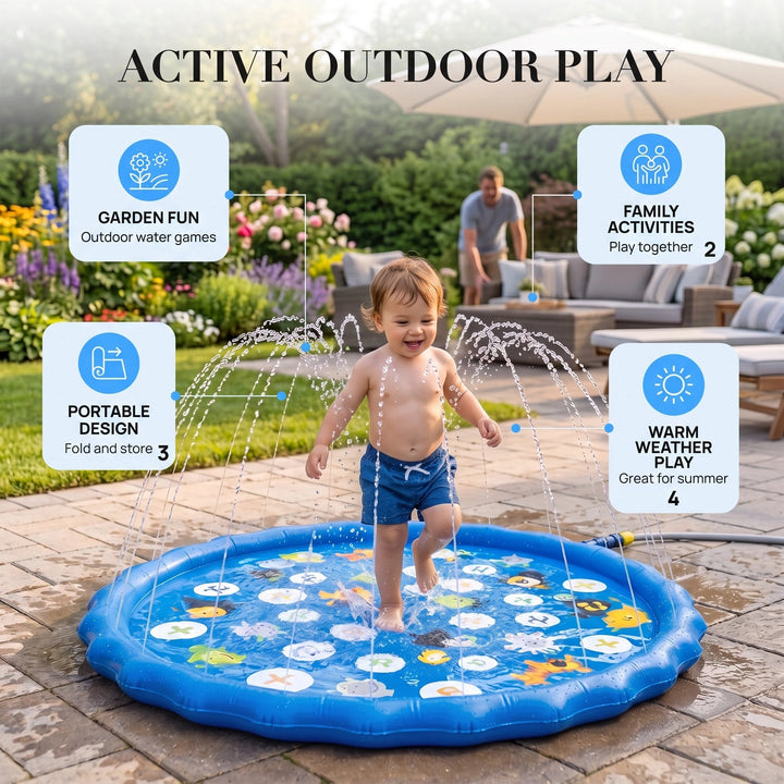 Cronulla | Kids Inflatable Splash Pad with Sprinkler Outdoor Water Play Mat 170cm - image 3