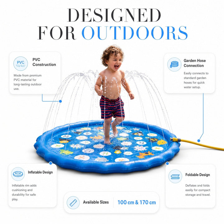 Cronulla | Kids Inflatable Splash Pad with Sprinkler Outdoor Water Play Mat 170cm - image 7