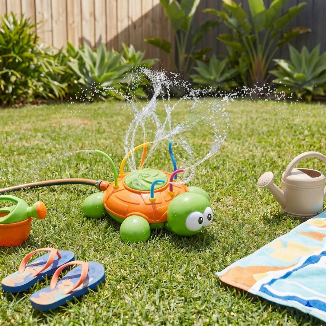 Tathra | Kids Turtle Water Sprinkler Toy with Rotating Garden Spray and Hose Connection - image 4