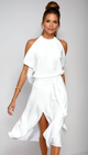 Susannah | Women's Halter Midi Dress with Side Slit - image 1