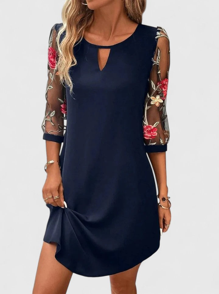 Tamsin | Women's Evening Midi Dress with Round Neck and Short Sleeves - image 1