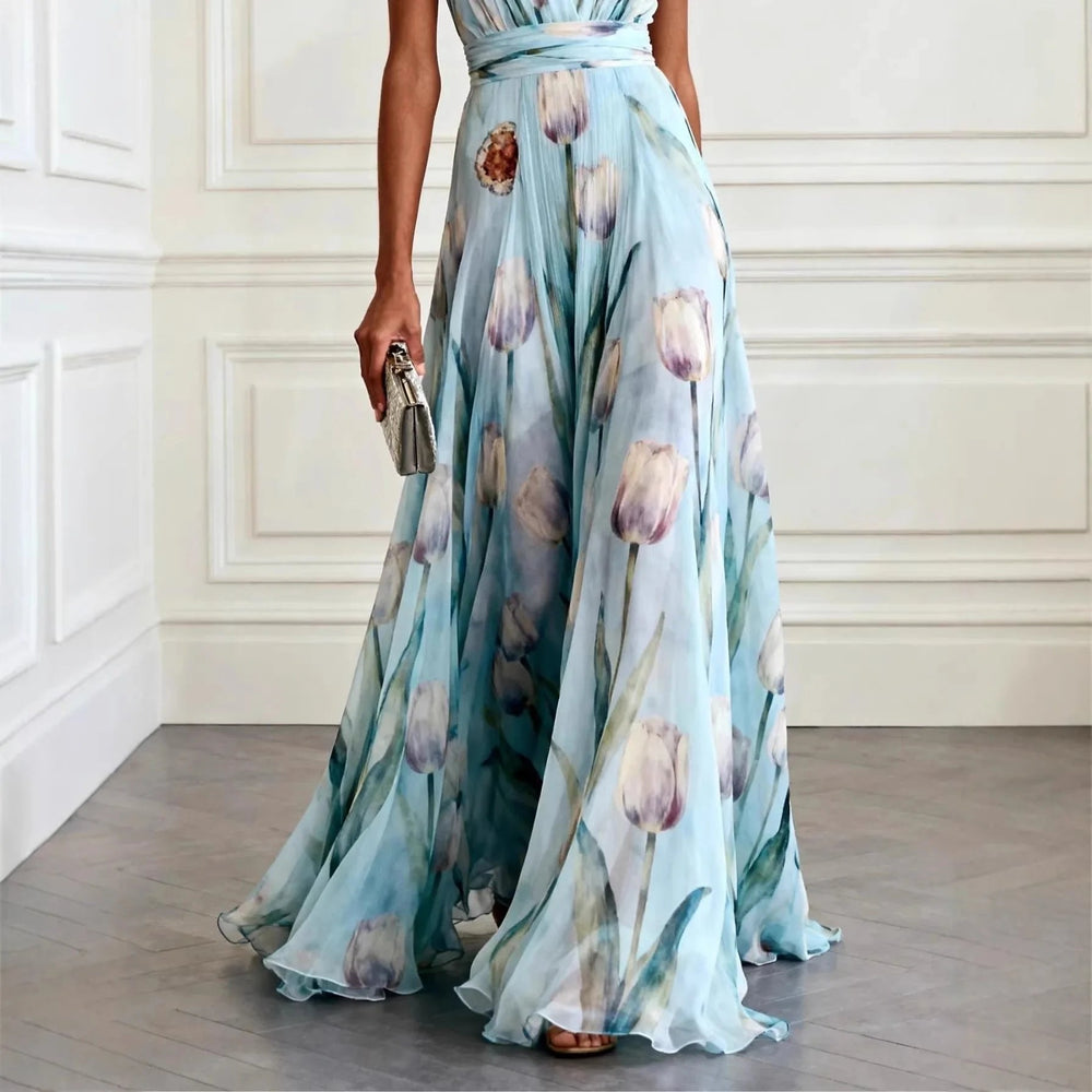 Anabel | Women's Sleeveless Chiffon Wrap Maxi Dress with Deep V-Neck - image 2