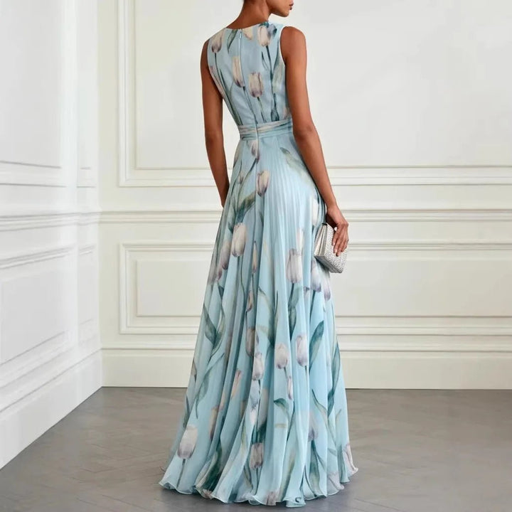 Anabel | Women's Sleeveless Chiffon Wrap Maxi Dress with Deep V-Neck - image 3