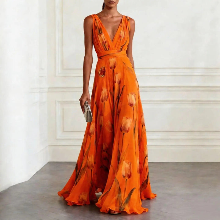 Anabel | Women's Sleeveless Chiffon Wrap Maxi Dress with Deep V-Neck - image 5