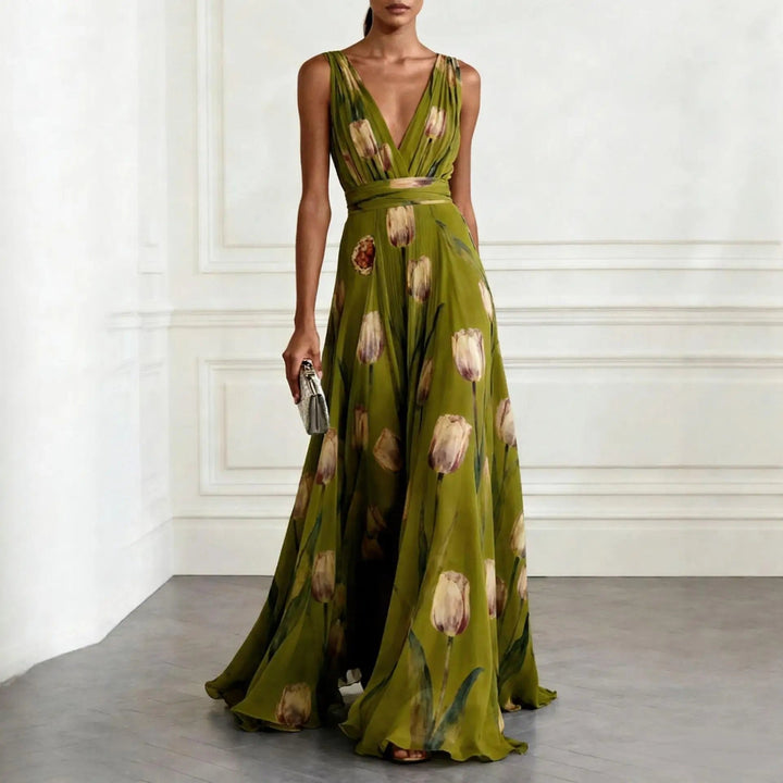 Anabel | Women's Sleeveless Chiffon Wrap Maxi Dress with Deep V-Neck - image 6