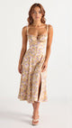 Alcina | Women's Floral Corset Midi Dress with Square Neck and Spaghetti Straps - image 1