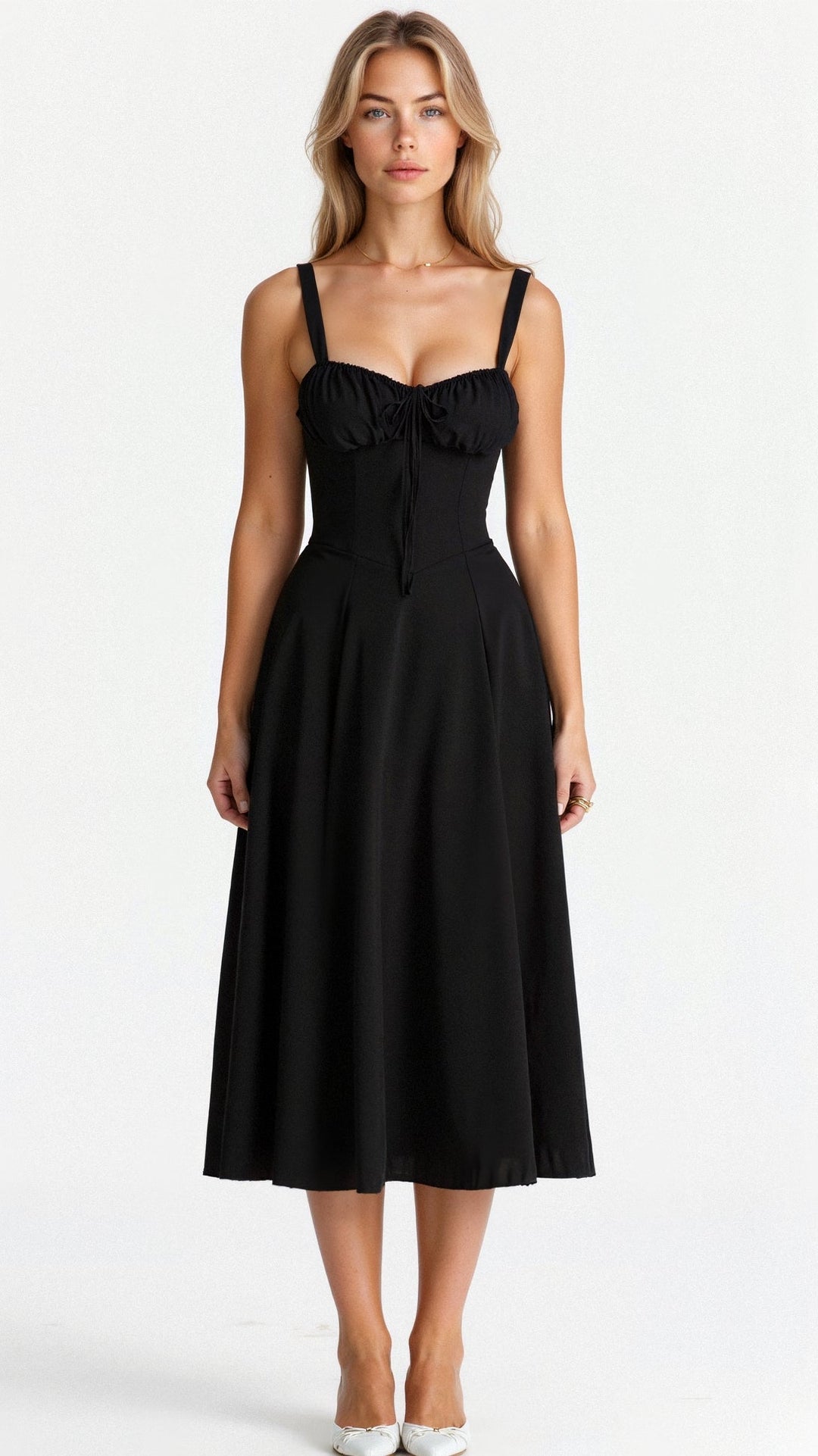 Alcina | Women's Floral Corset Midi Dress with Square Neck and Spaghetti Straps - image 3