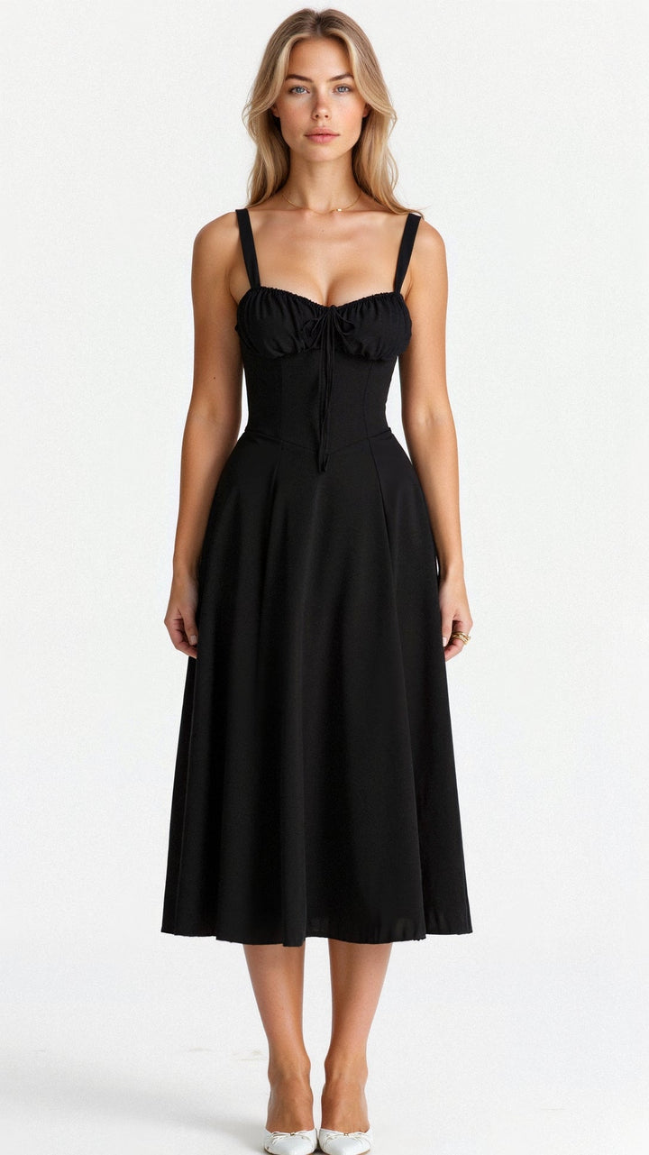 Alcina | Women's Floral Corset Midi Dress with Square Neck and Spaghetti Straps - image 3