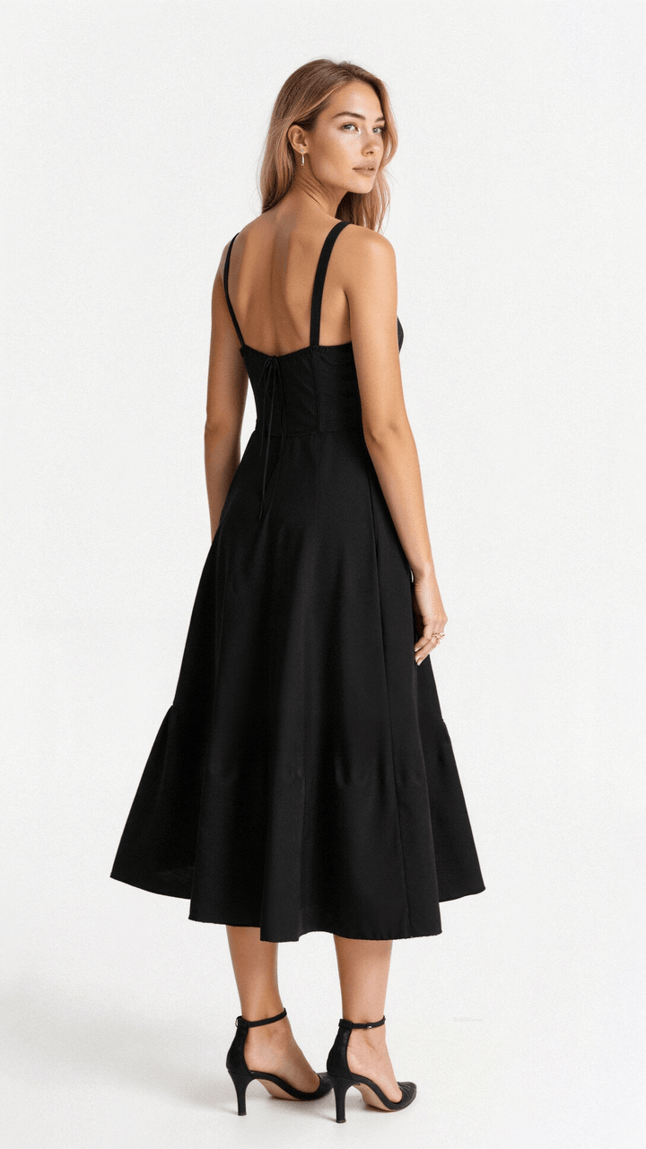 Alcina | Women's Floral Corset Midi Dress with Square Neck and Spaghetti Straps - image 4