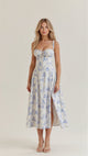 Alcina | Women's Floral Corset Midi Dress with Square Neck and Spaghetti Straps - image 7