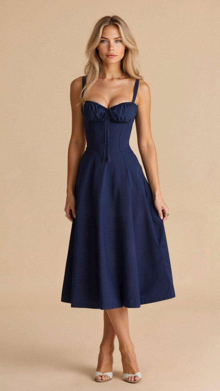 Alcina | Women's Floral Corset Midi Dress with Square Neck and Spaghetti Straps - image 12