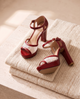 Norah | Women's Platform Peep-Toe Heeled Sandals with Lace Detail