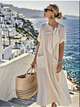 Leonarda maxi dress, round neck, short sleeves