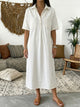 Celestia | Women's Denim Midi Dress with Collared and Short Sleeves - image 5