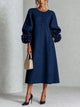 Fleurette | Women's Midi Dress with Round Neck and Puff Sleeves - image 9