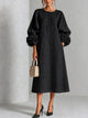 Fleurette | Women's Midi Dress with Round Neck and Puff Sleeves - image 4