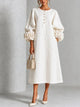 Fleurette | Women's Midi Dress with Round Neck and Puff Sleeves - image 8