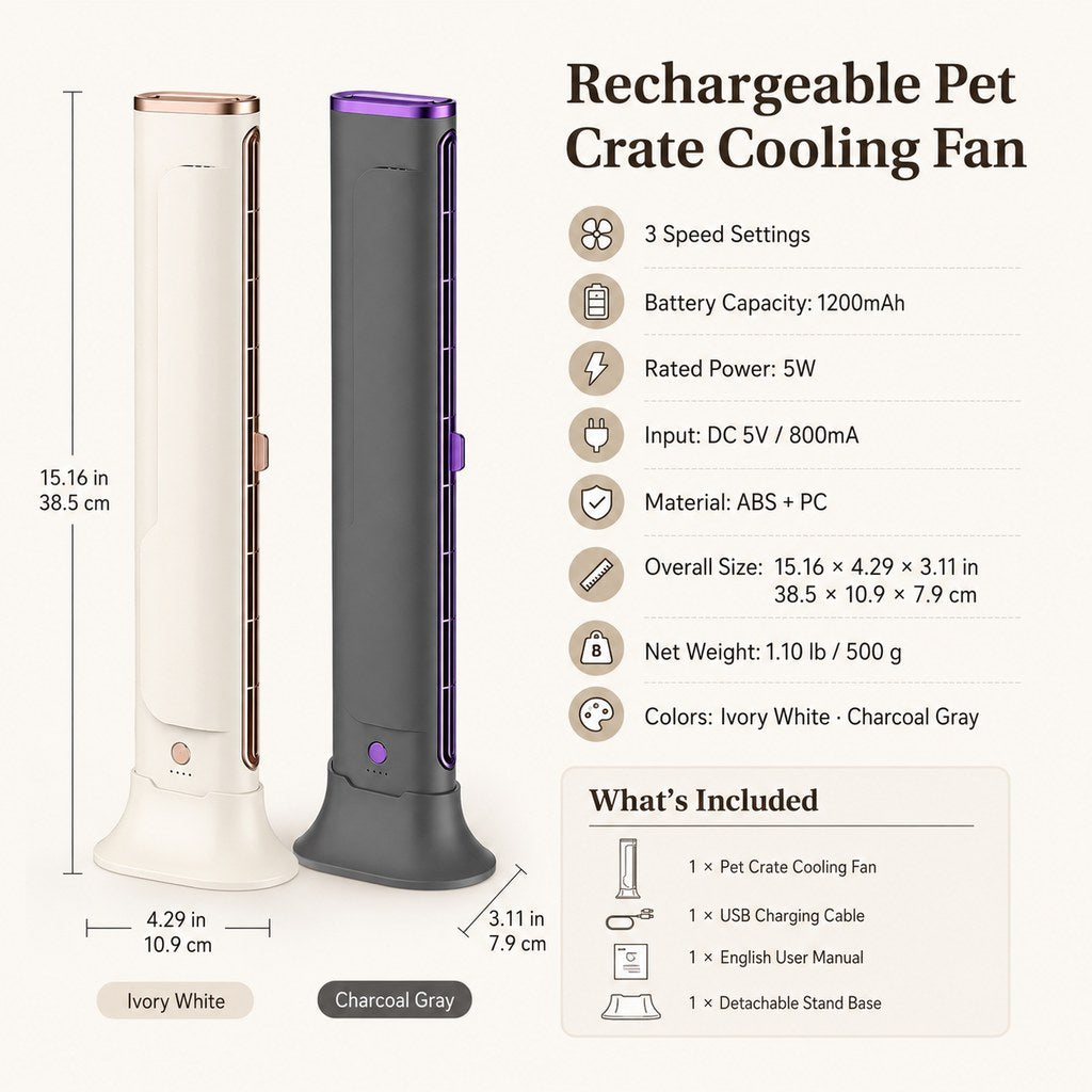 Danai | Rechargeable Pet Crate Cooling Fan, 3-Speed Airflow for Stuffy Dog Kennels & Indoor Pet Spaces - image 10