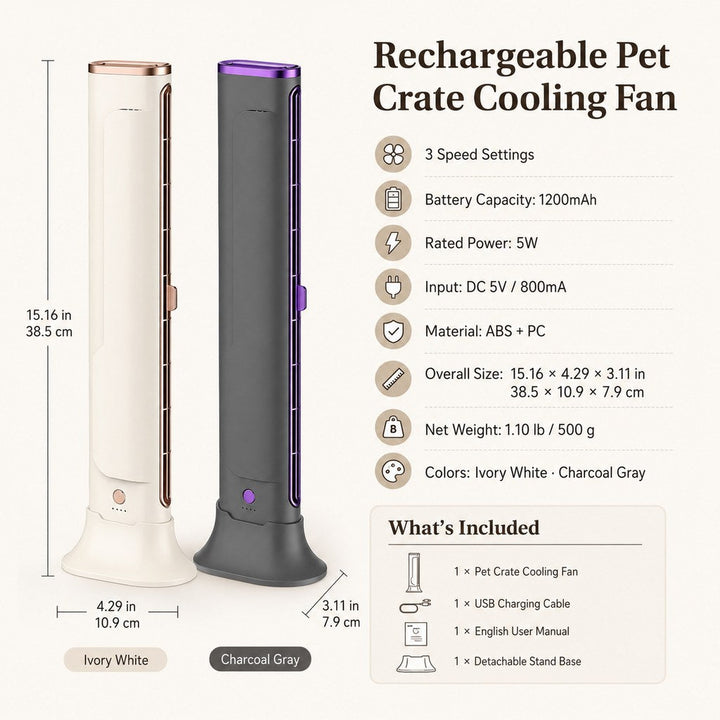 Danai | Rechargeable Pet Crate Cooling Fan, 3-Speed Airflow for Stuffy Dog Kennels & Indoor Pet Spaces - image 10