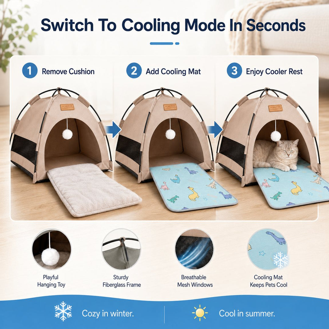 Frauke | Pet Tent Bed with Cooling Mat for Indoor Naps & Hot Weather - image 3