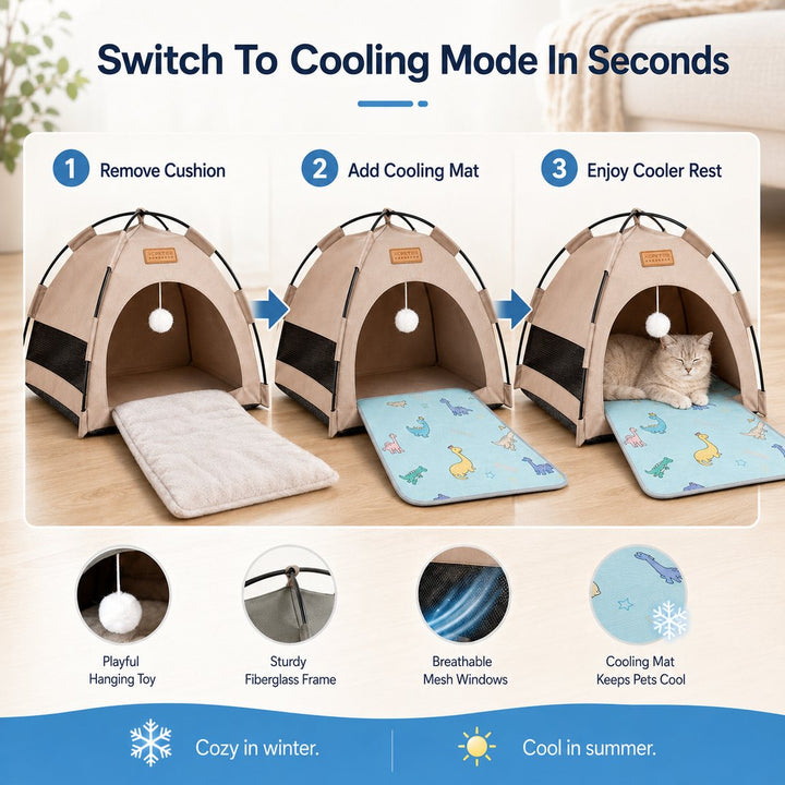 Frauke | Pet Tent Bed with Cooling Mat for Indoor Naps & Hot Weather - image 3