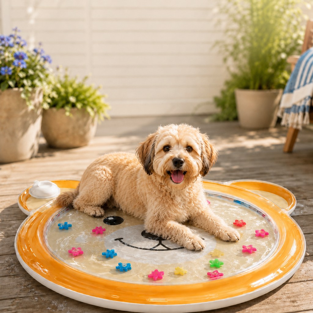 Imke | Pet Splash Water Mat for Cats & Dogs, Cooling Summer Play Pad for Bored Pets - image 1