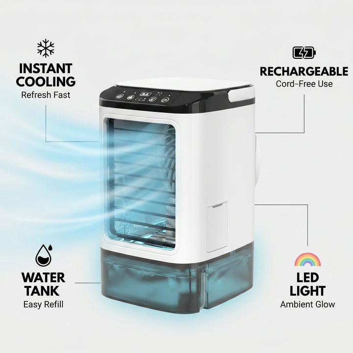 Mistral | Rechargeable Portable Evaporative Air Cooler with LED Light