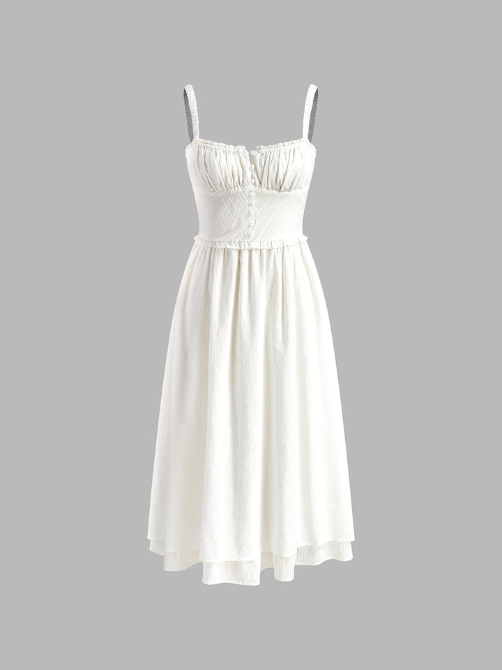 Amelie | Women's Ruffle Hem Cami Plain Midi Dress