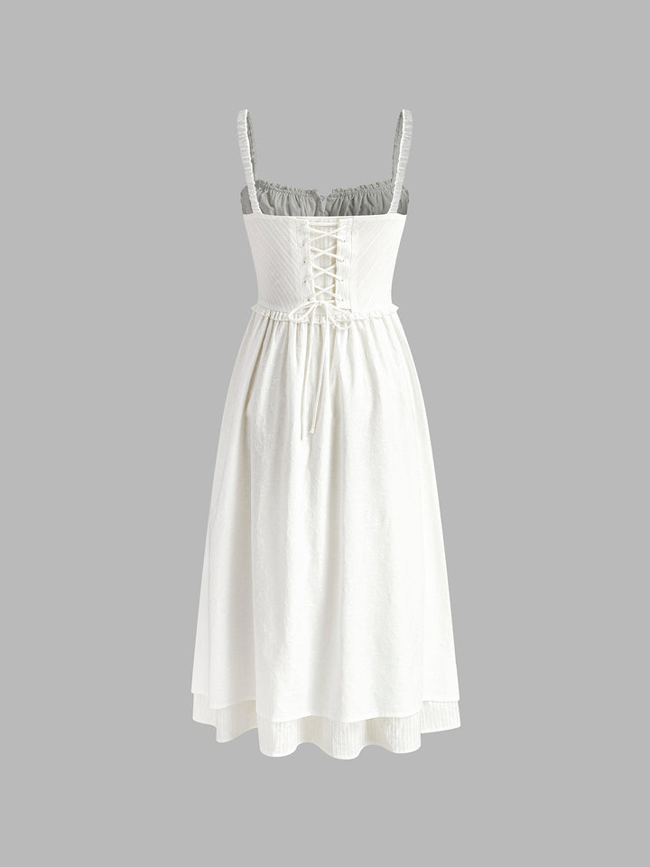 Amelie | Women's Ruffle Hem Cami Plain Midi Dress