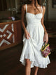 Amelie | Women's Ruffle Hem Cami Plain Midi Dress