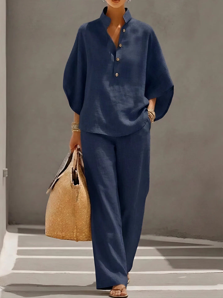 Vienna | Women's Elegant Wide Leg and Collar 2 Piece Set