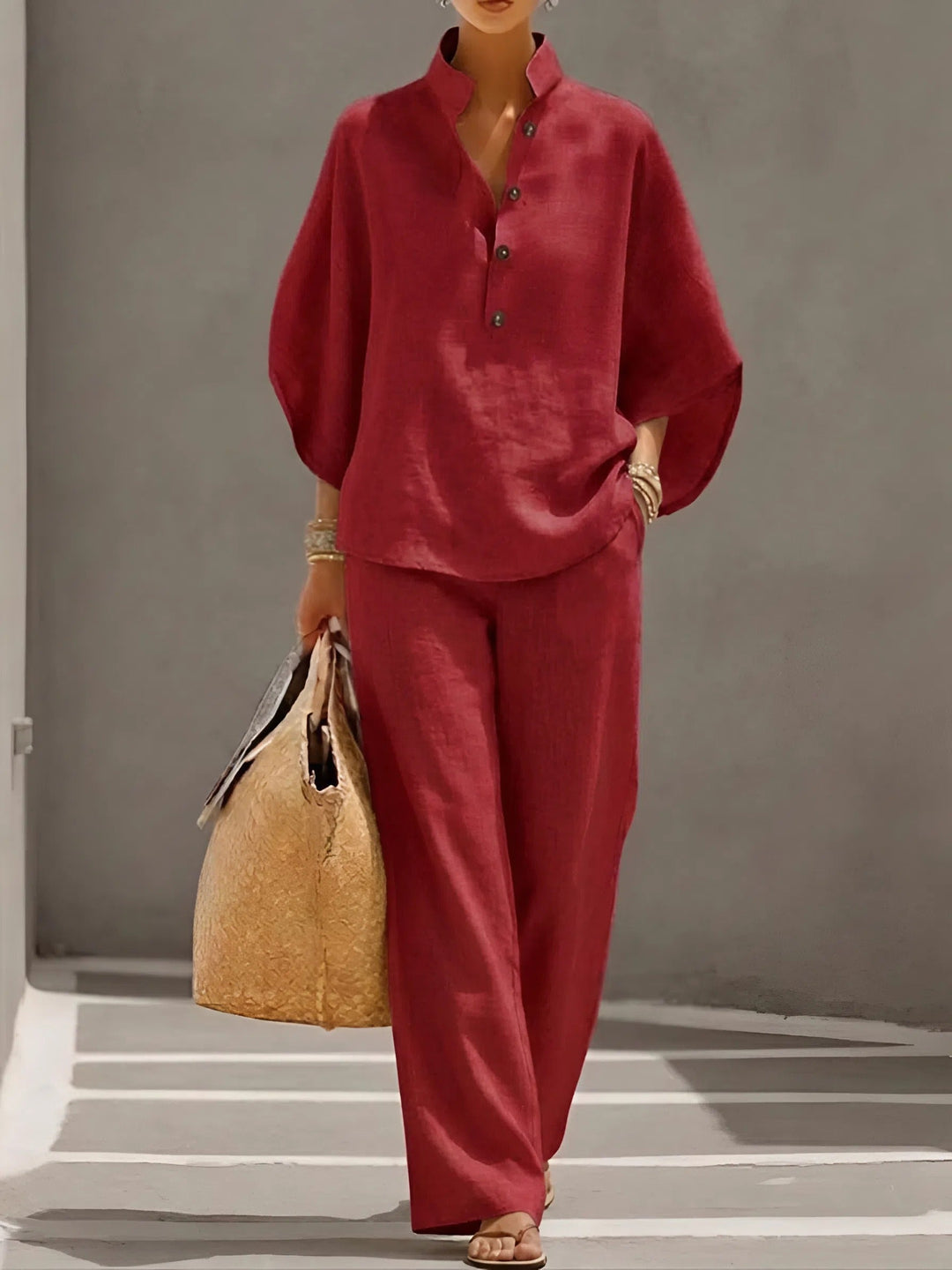 Vienna | Women's Elegant Wide Leg and Collar 2 Piece Set