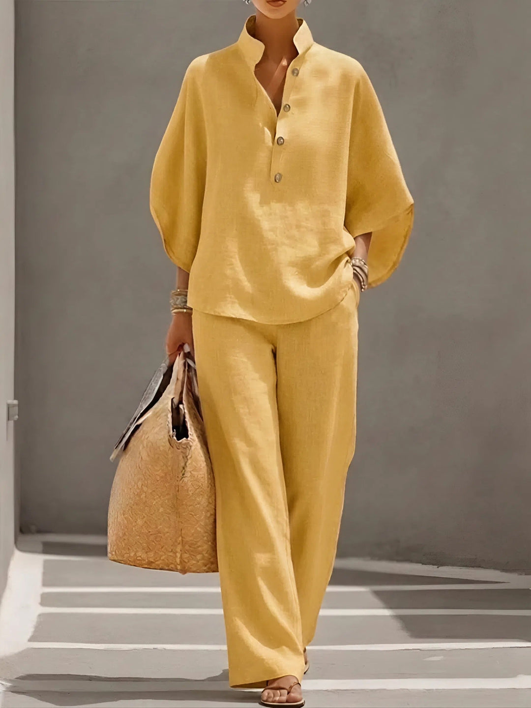 Vienna | Women's Elegant Wide Leg and Collar 2 Piece Set