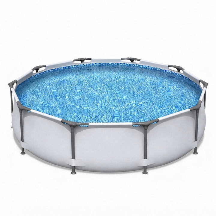 Sorrento | 10ft Round Frame Pool, 305cm Family Swimming Pool with Steel Frame, Above Ground Garden Pool - image 1