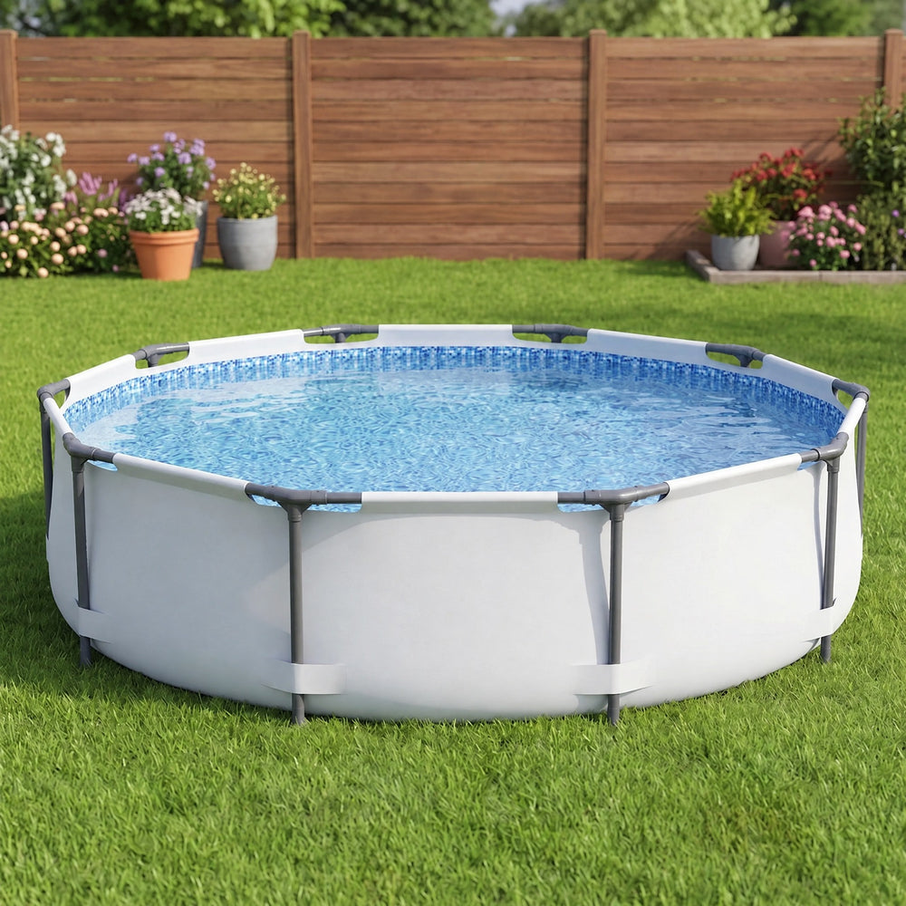 Sorrento | 10ft Round Frame Pool, 305cm Family Swimming Pool with Steel Frame, Above Ground Garden Pool - image 3