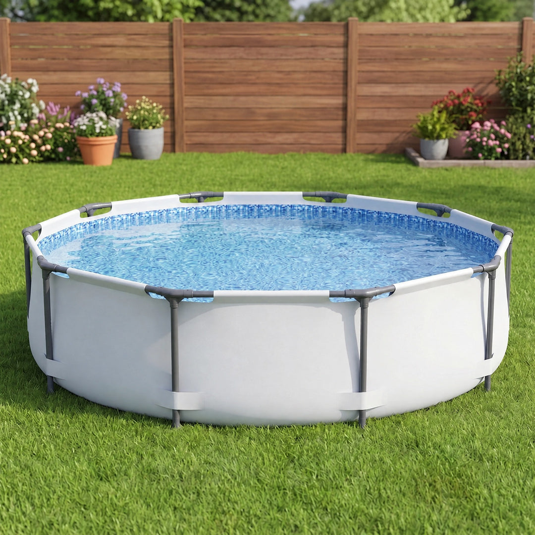 Sorrento | 10ft Round Frame Pool, 305cm Family Swimming Pool with Steel Frame, Above Ground Garden Pool - image 3